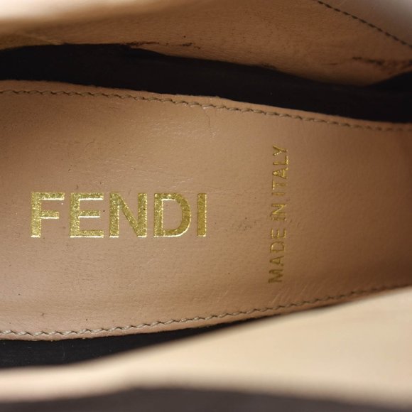 FENDI: Brown, Leather Platform Logo Ankle Boots - Picture 6 of 9
